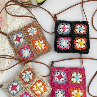 Crochet Square Pattern Shoulder Bag