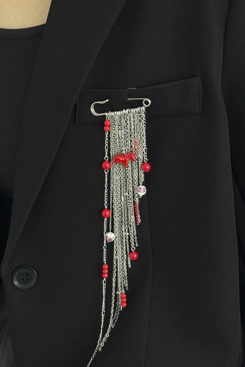 Elegant Chain and Bead Brooch