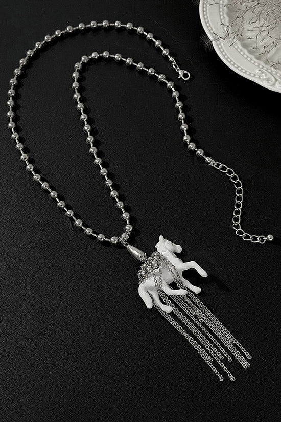 Elegant Beaded Horse Pendant Necklace
