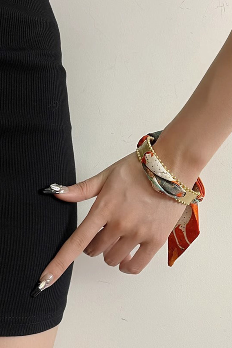Patterned Scarf Inspired Wide Cuff Bracelet