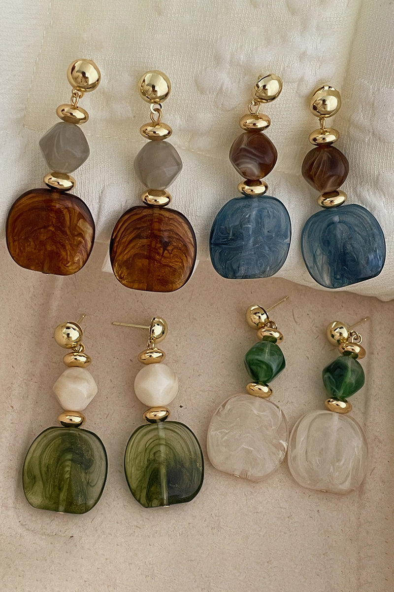 Geometric Gemstone Dangle Earrings