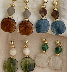 Geometric Gemstone Dangle Earrings