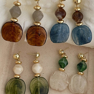 Geometric Gemstone Dangle Earrings