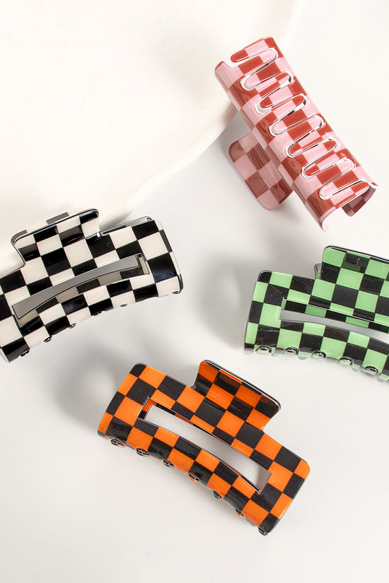 Checkered Pattern Hair Claw Clip