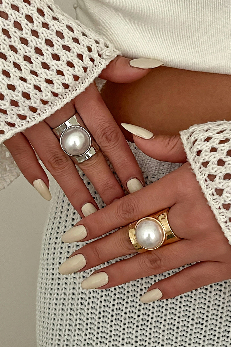 Sculpted Pearl Statement Ring