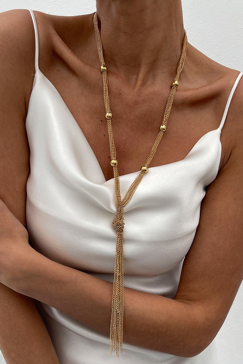 Elegant Beaded Tassel Necklace