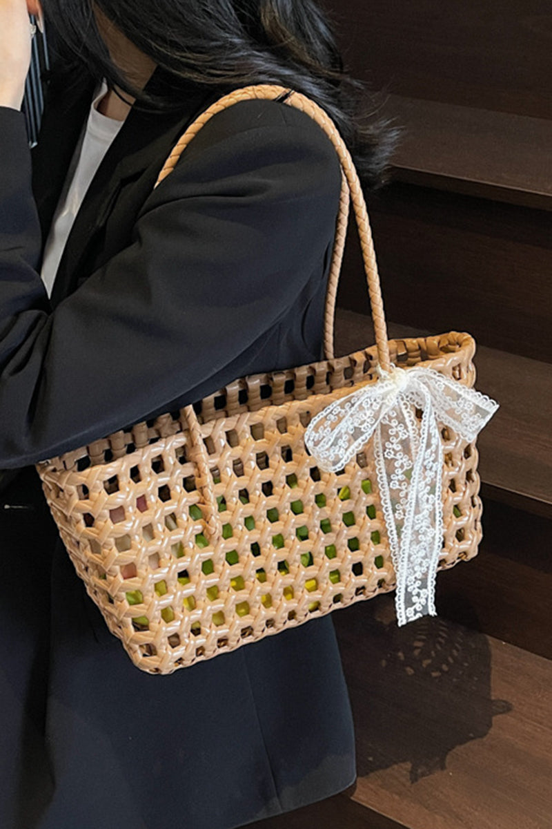 Elegant Woven Tote with Bow