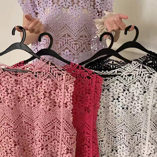 Floral Lace Sleeveless Tank Top