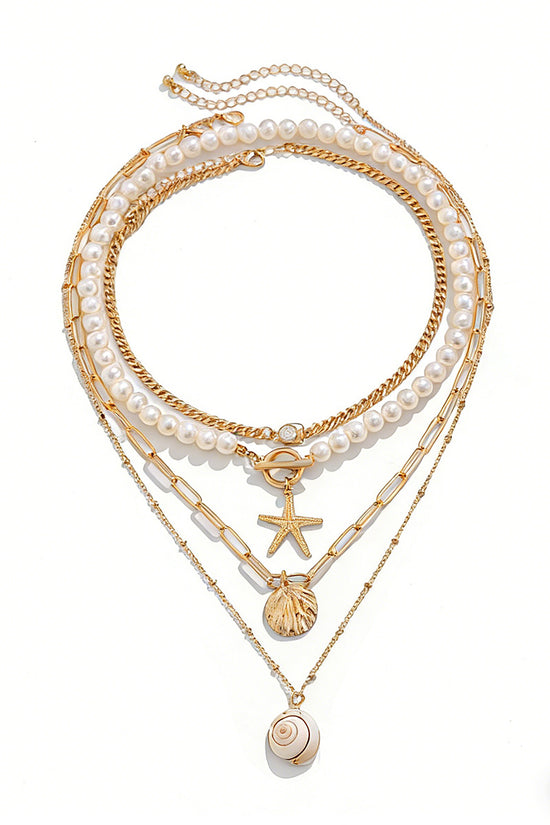 Starfish and Pearl Layered Necklace