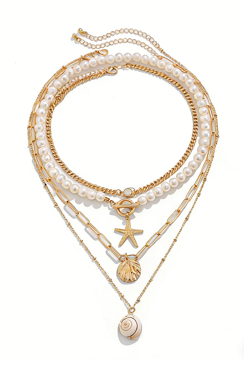 Starfish and Pearl Layered Necklace