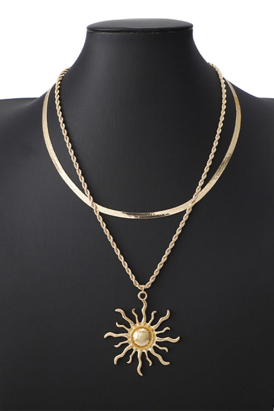 Dual Necklace with Stunning Sun Pendant