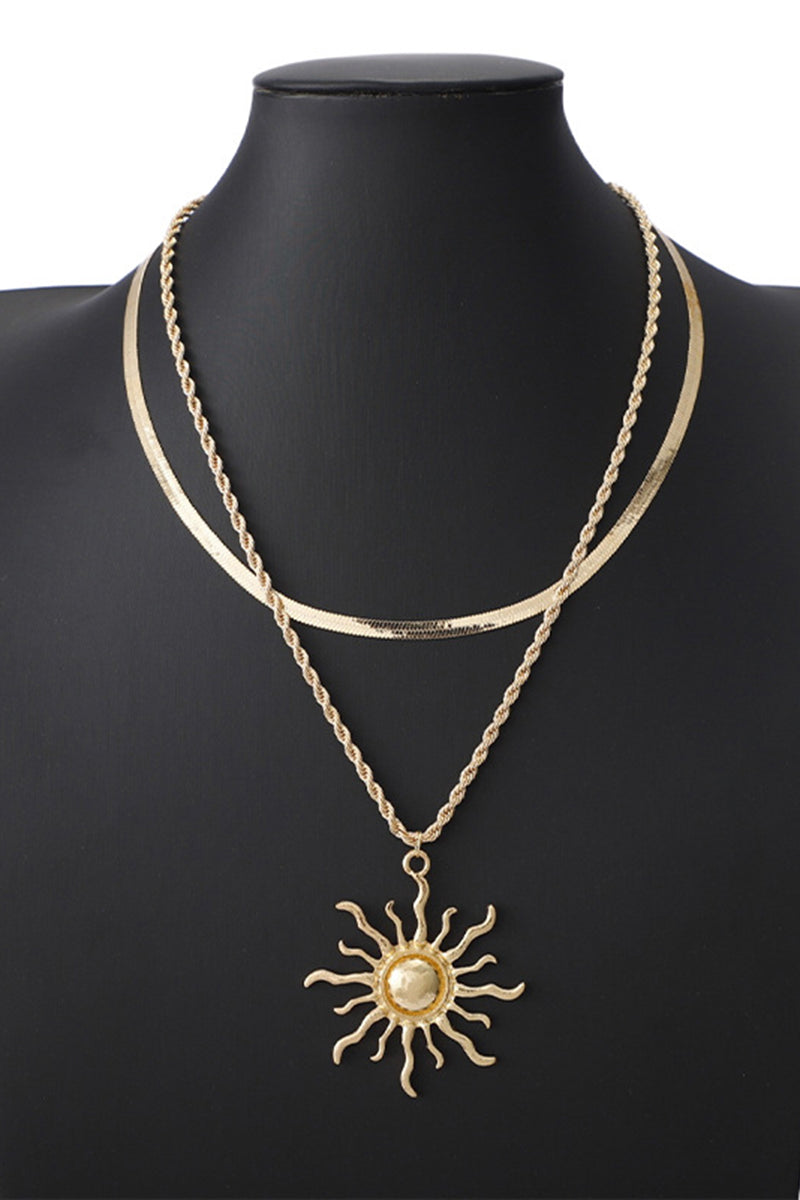 Dual Necklace with Stunning Sun Pendant