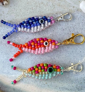 Beaded Charm Keychain with Clasp