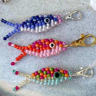 Beaded Charm Keychain with Clasp