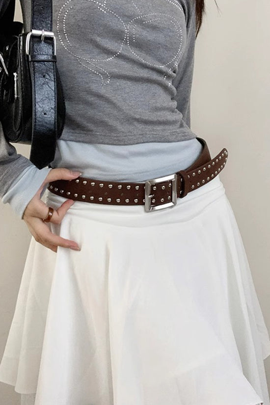 Studded Square Buckle Belt