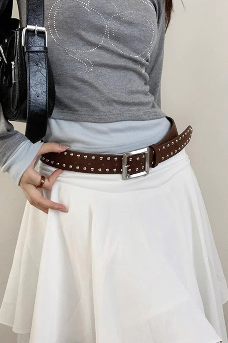 Studded Square Buckle Belt