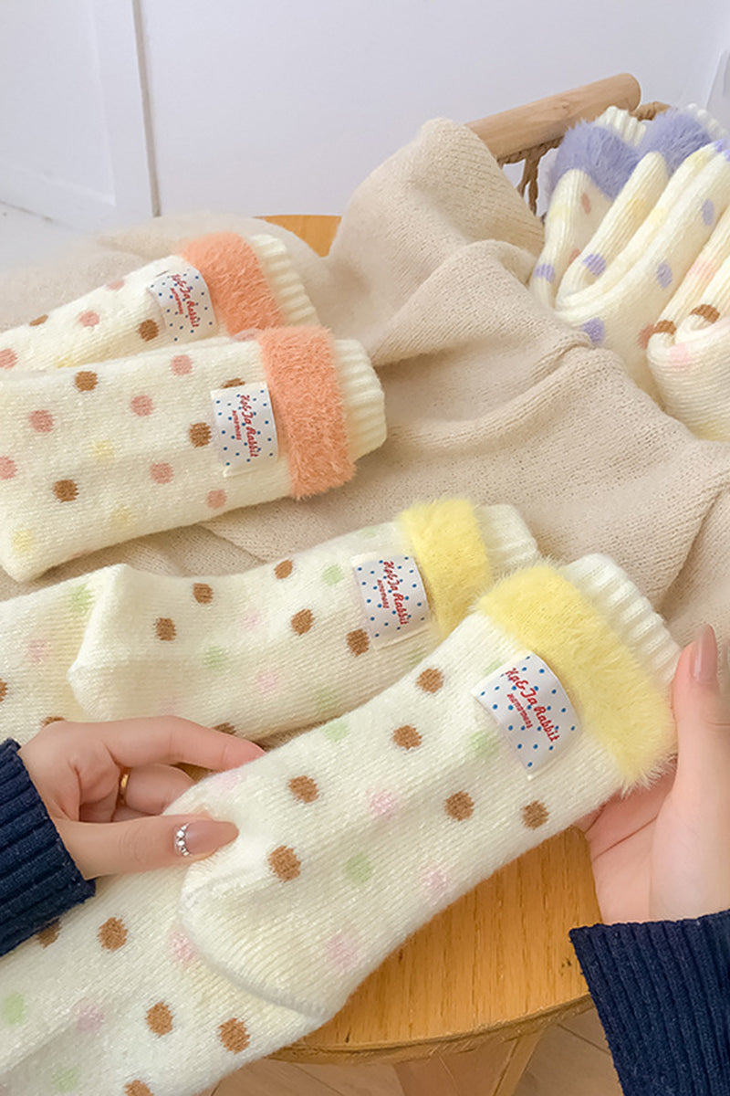 Cozy Polka Dot Knit Socks