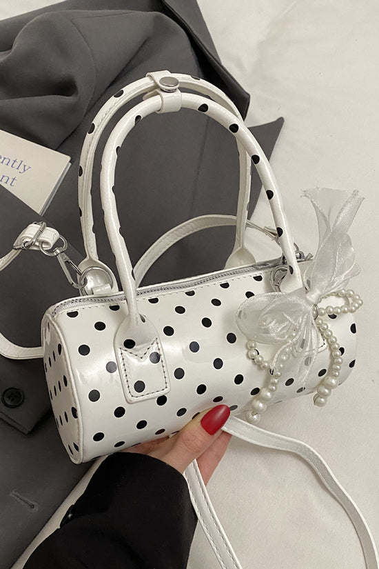 Polka Dot Pearl-Embellished Handbag