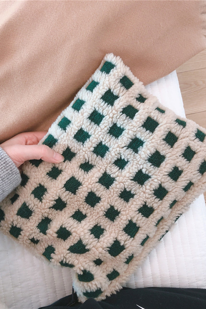 Textured Checkered Clutch Bag