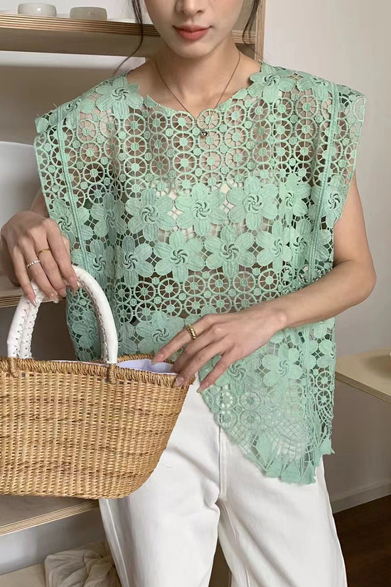 Sleeveless Crochet Tank Top