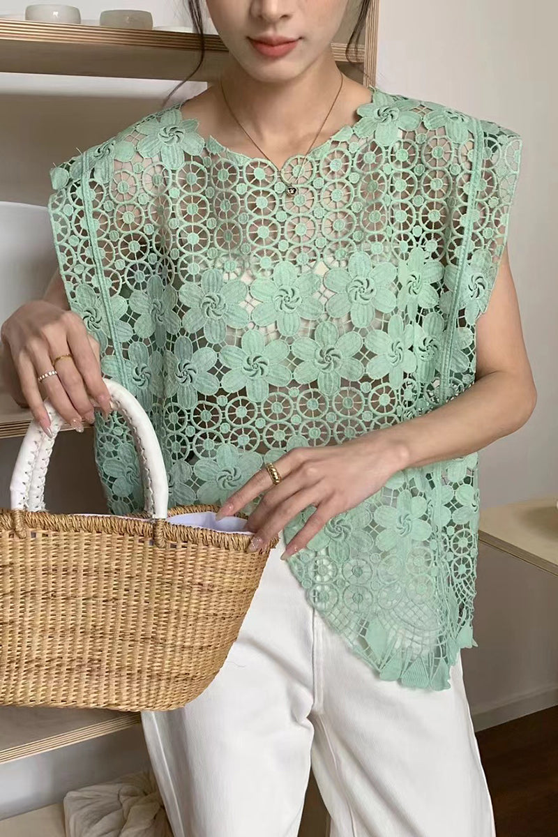 Sleeveless Crochet Tank Top