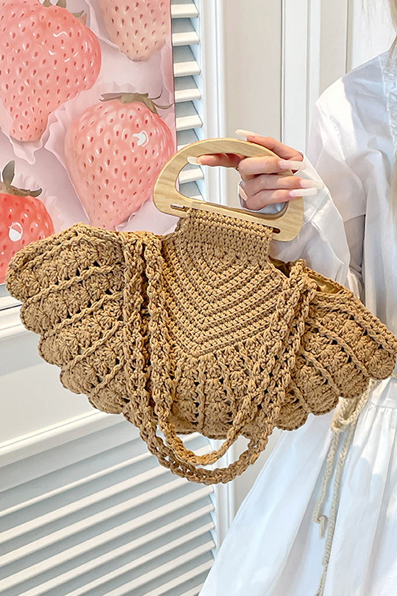 Handcrafted Knit Wooden Handle Bag
