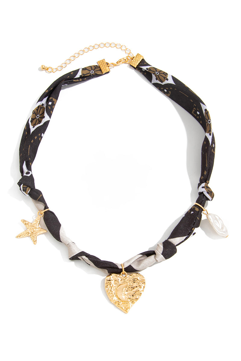 Star and Heart Pendant Twisted Necklace