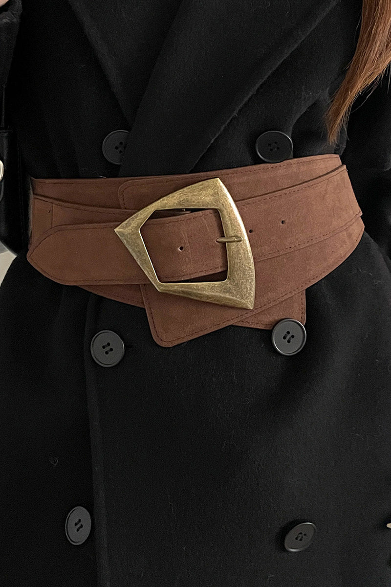 Stylish Wide Belt with Geometric Buckle