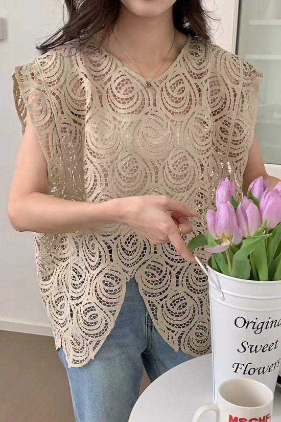 Intricate Sleeveless Lace Tank Top