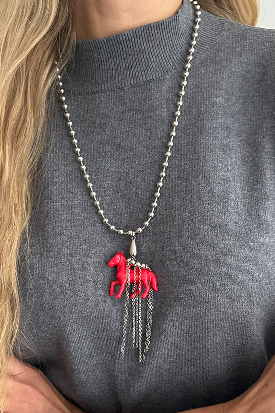 Elegant Beaded Horse Pendant Necklace
