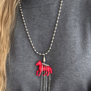 Elegant Beaded Horse Pendant Necklace