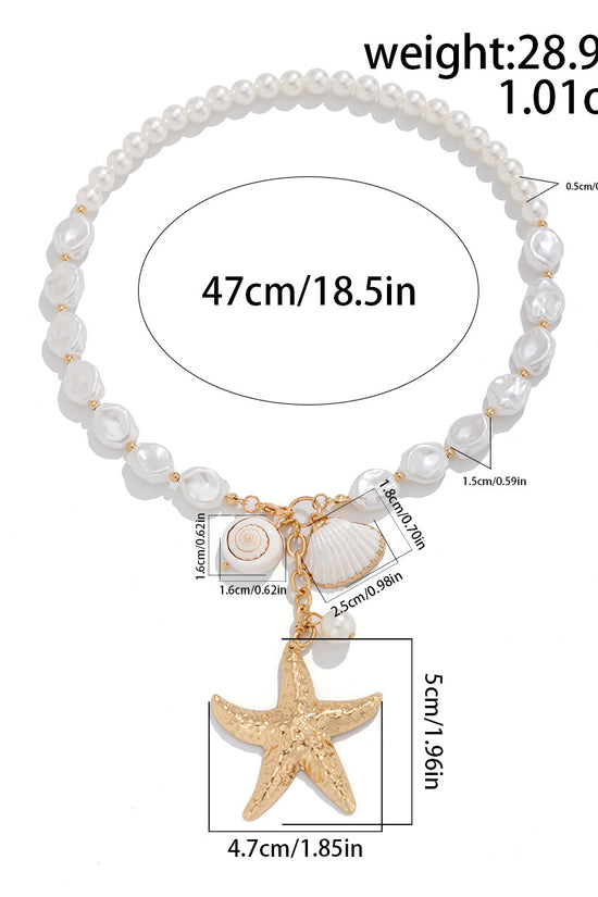 Ocean-Inspired Pearl Charm Necklace