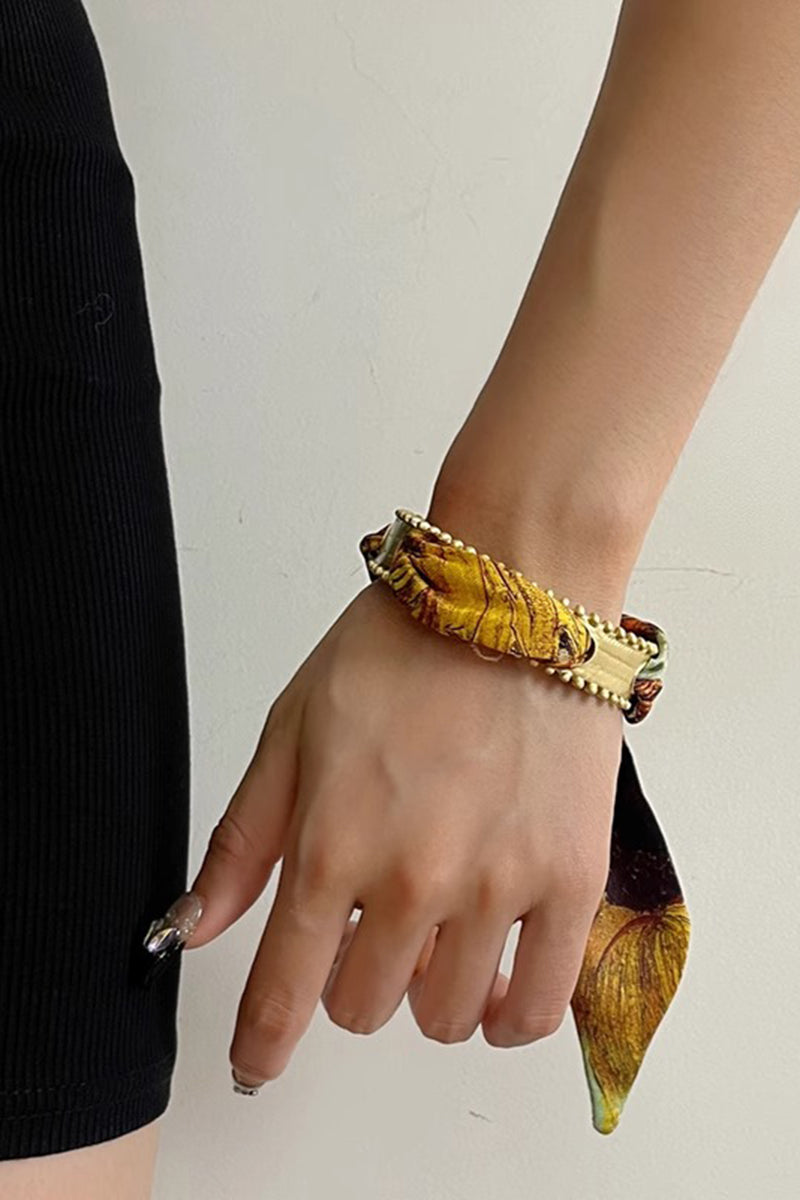 Patterned Scarf Inspired Wide Cuff Bracelet