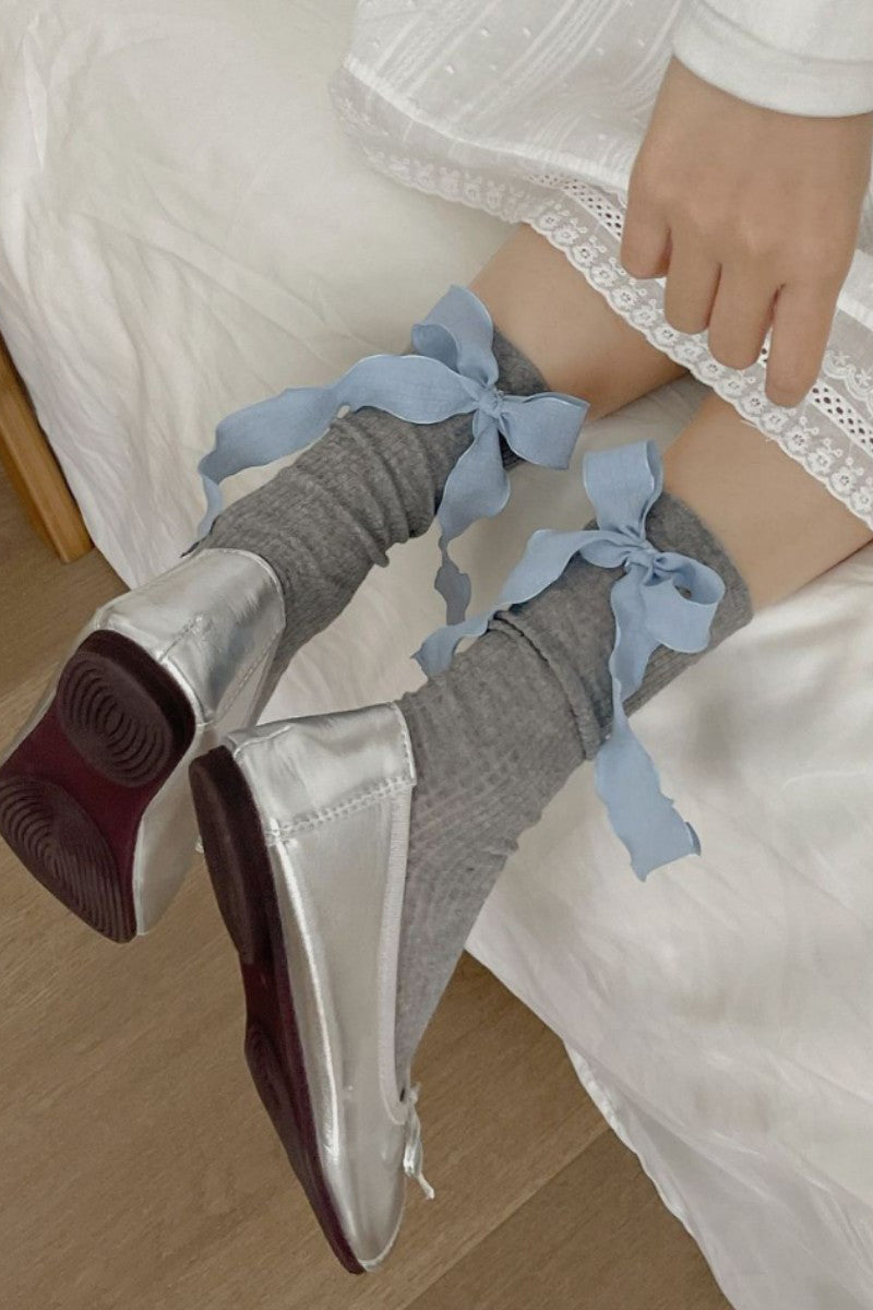 Ribbon-Trimmed Ankle Socks
