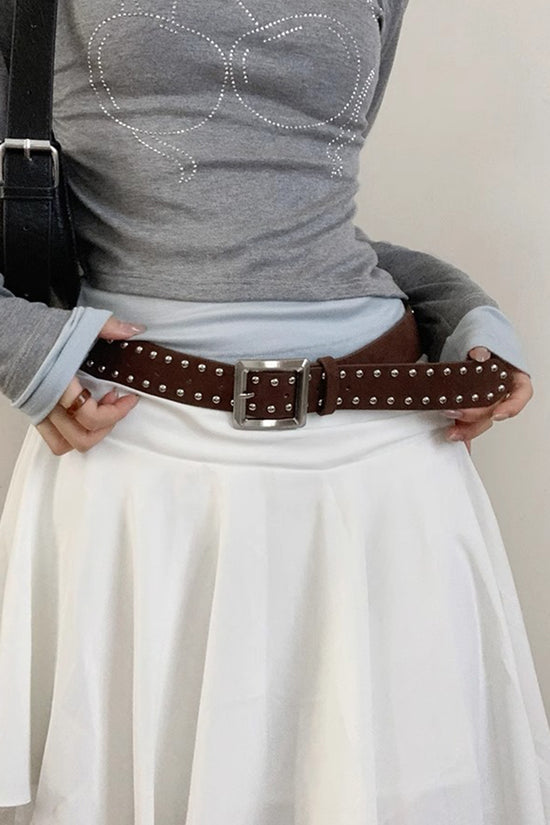 Studded Square Buckle Belt