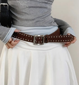 Studded Square Buckle Belt