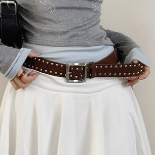 Studded Square Buckle Belt