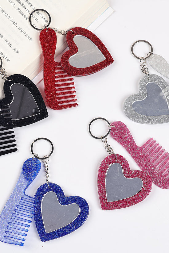 Heart and Comb Keychain Set