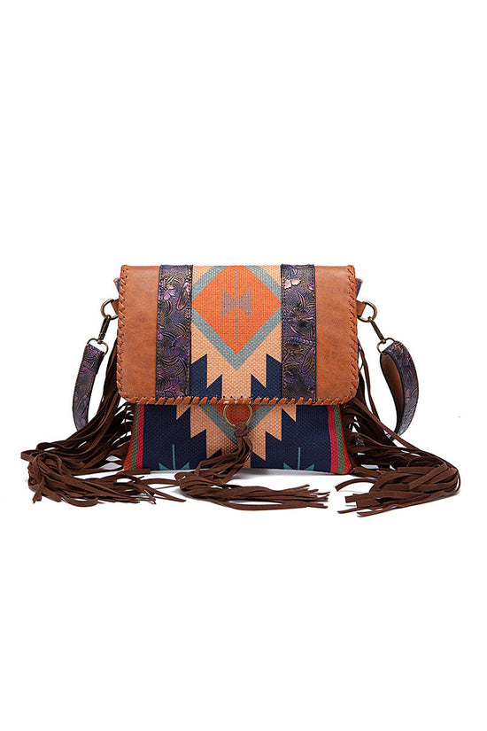 Geometric Fringe Crossbody Bag