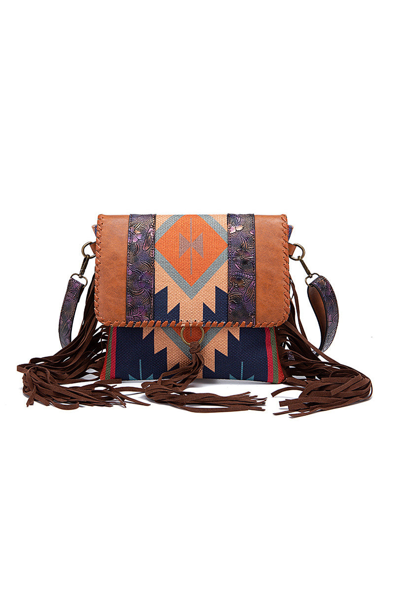 Geometric Fringe Crossbody Bag