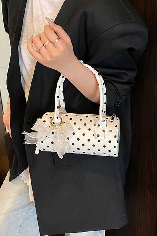 Polka Dot Pearl-Embellished Handbag