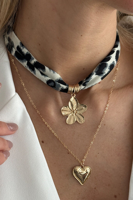 Heart Floral Charm Necklace
