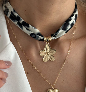 Heart Floral Charm Necklace