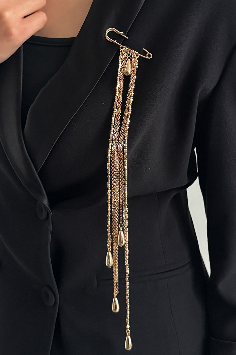Elegant Pin Brooch with Chain Detail