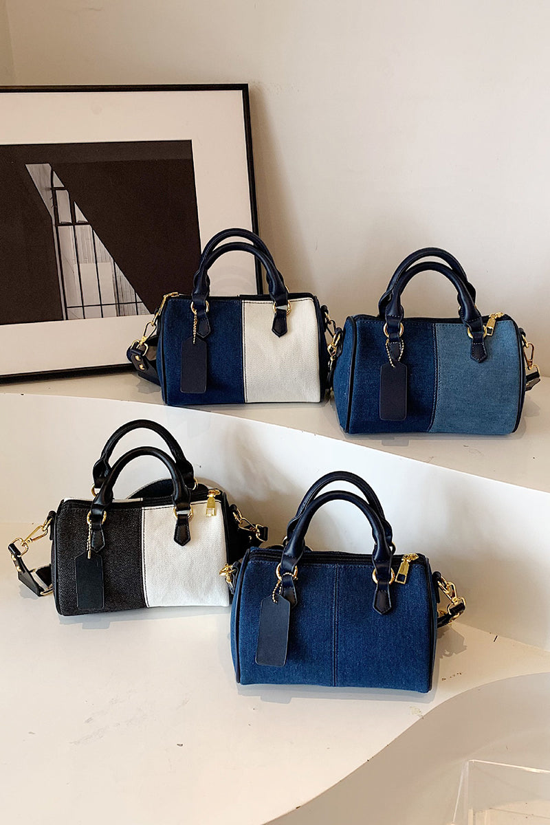 Stylish Patchwork Barrel Bag