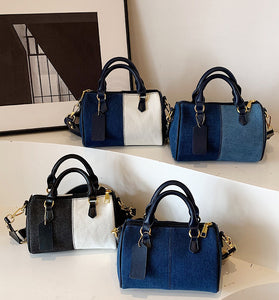 Stylish Patchwork Barrel Bag