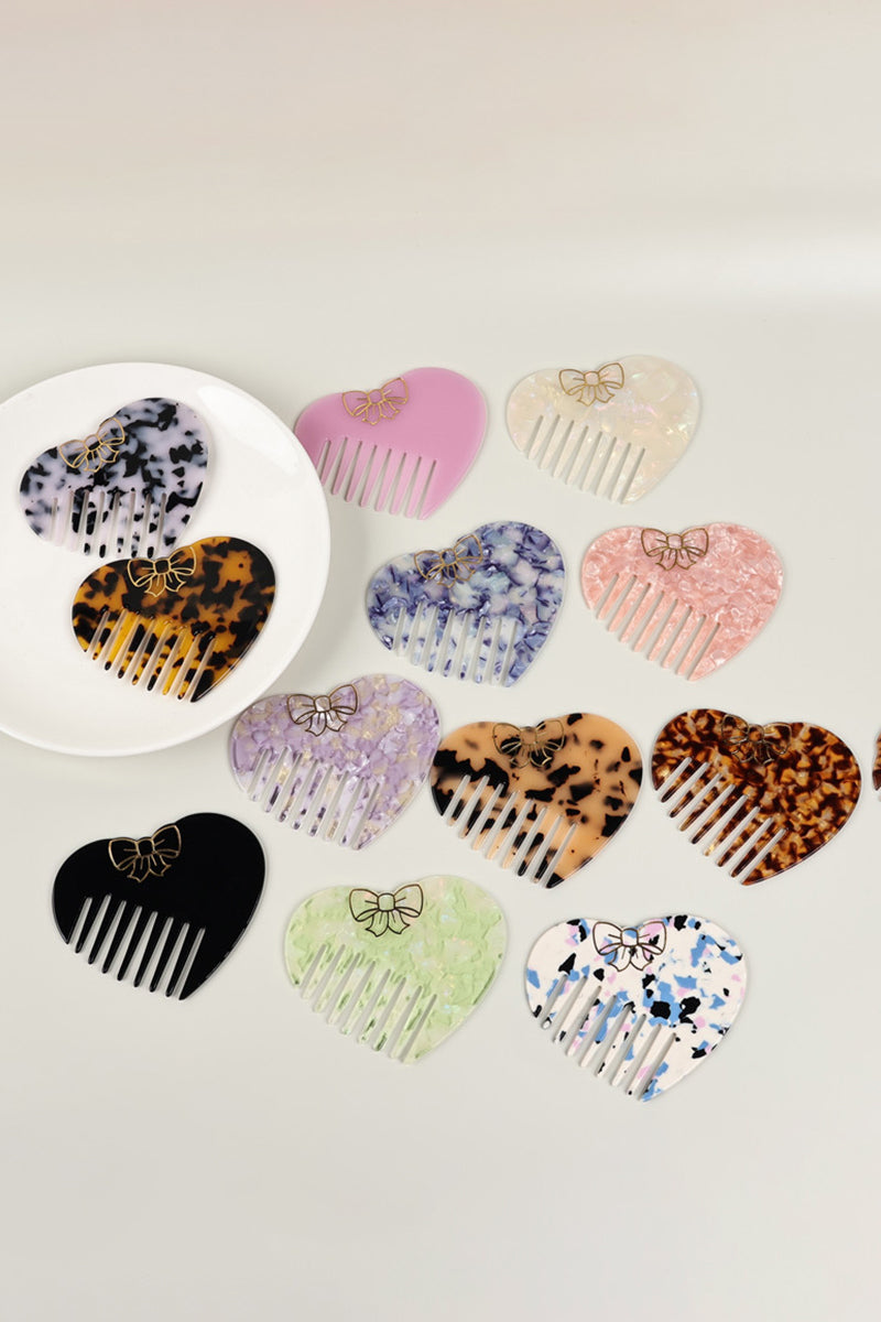 Heart-Shaped Bow Accent Hair Comb