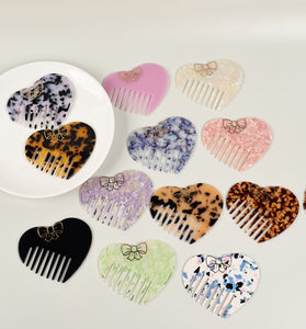 Heart-Shaped Bow Accent Hair Comb