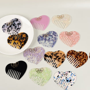 Heart-Shaped Bow Accent Hair Comb
