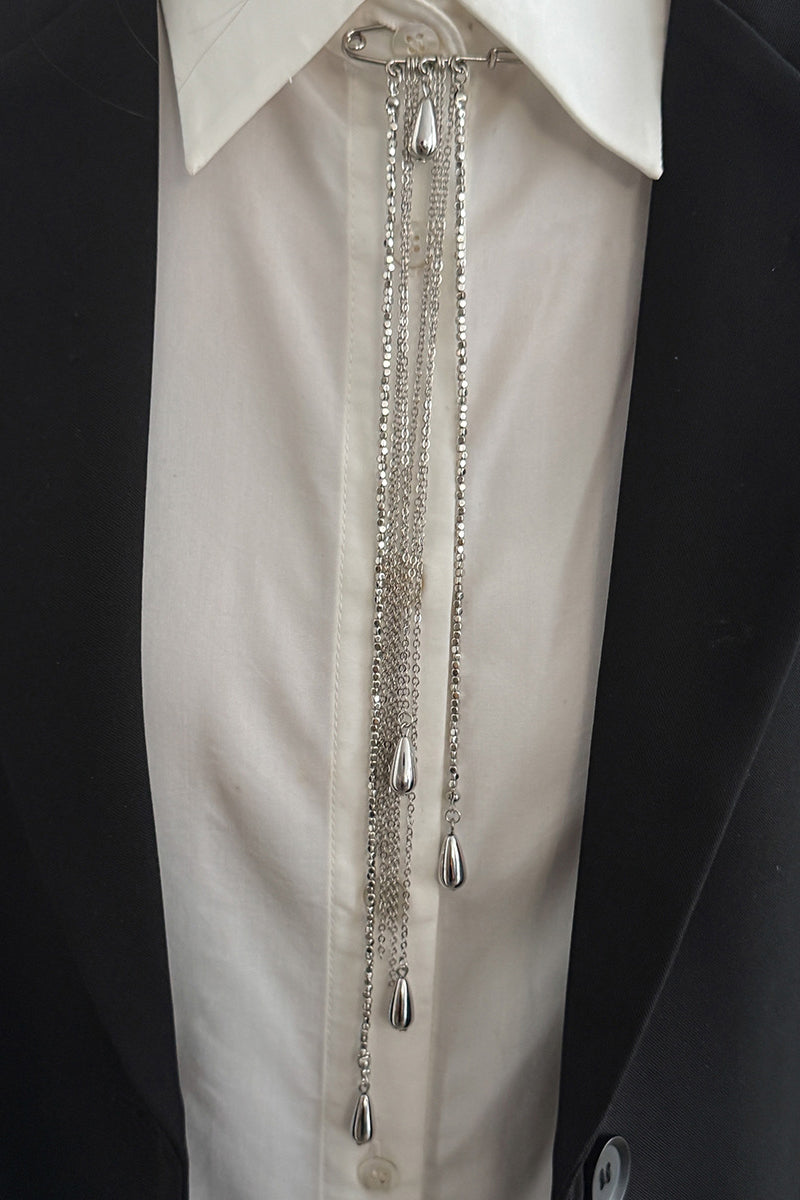 Elegant Pin Brooch with Chain Detail